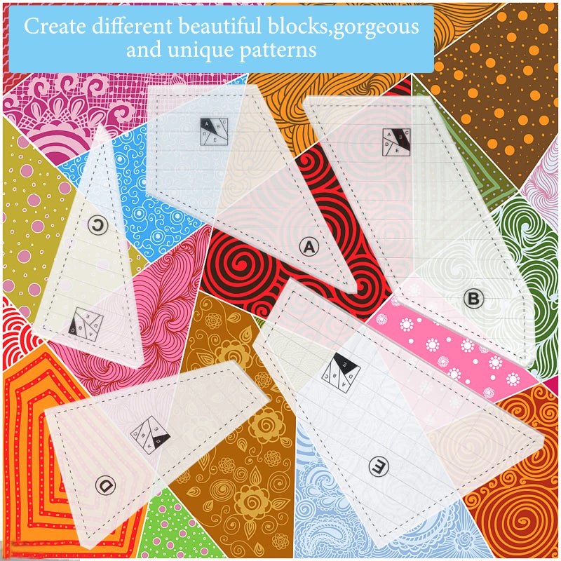 Hovesty Quilting Rulers and Templates  5Pcs Creative Quilting Cutting Template Quilt Templates Acrylic for Cutting Patterns  Quilt Ruler Set Quilting Supplies for Sewing Machine Cutting Mats  Arts and Crafts - Image 4